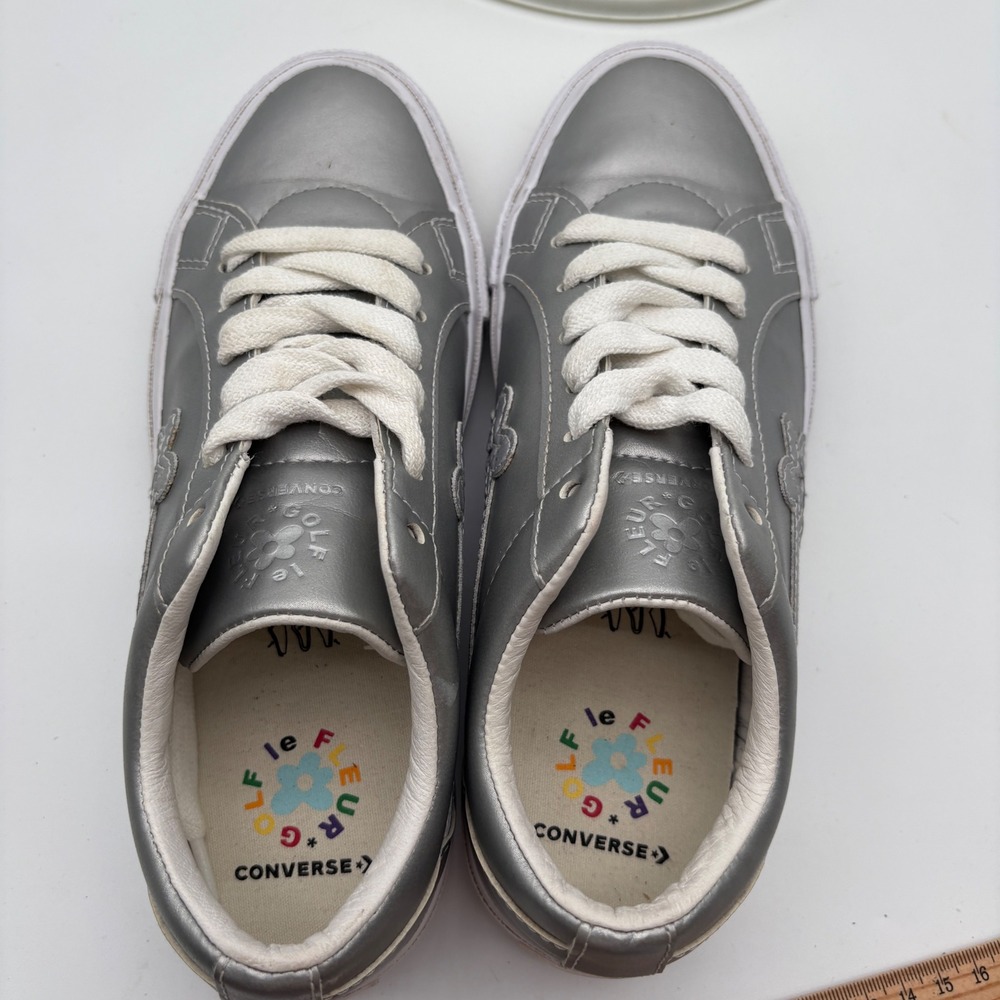 Converse Golf Le Fleur One Star Metallic Silver Sneakers‎ Tyler The Creator W 6 - Picture 12 of 12